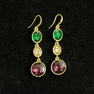 Circle Multi Midnight, Emerald & Gold Statement Hook Earrings