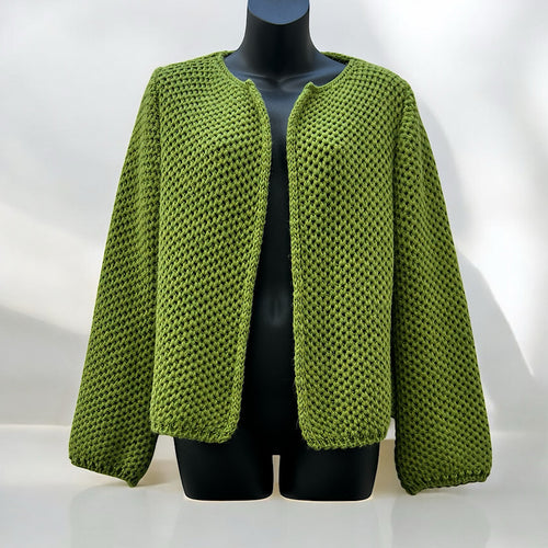 Lime Eleganza Textured Knit Cardigan