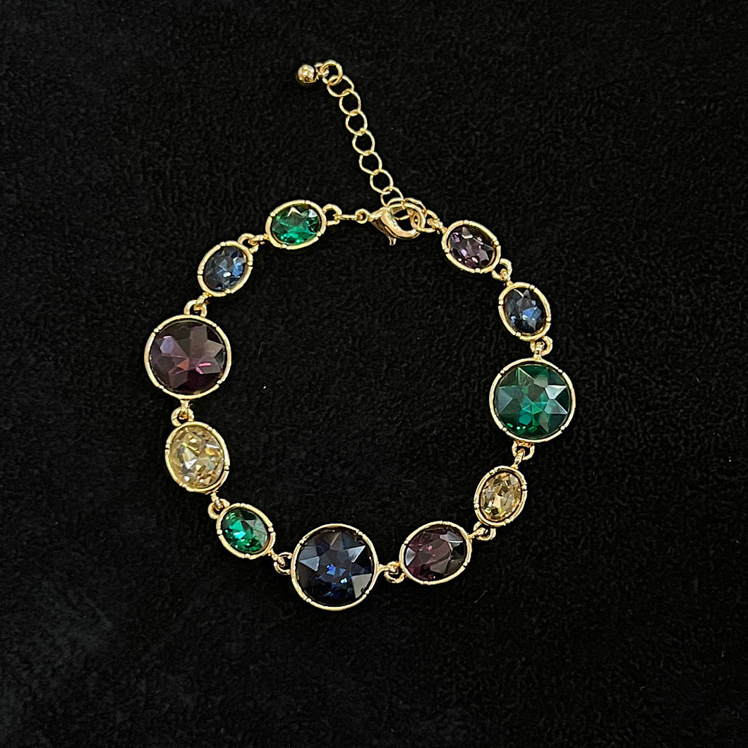 Circle Multi Midnight, Emerald & Gold Statement Bracelet
