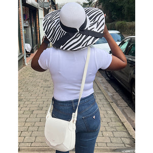 White 'Leila' Saddle Bag By David Jones (modelled)