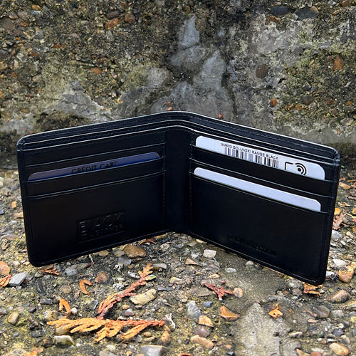Gents Leather Wallet 6 Card Slots By Black (open)