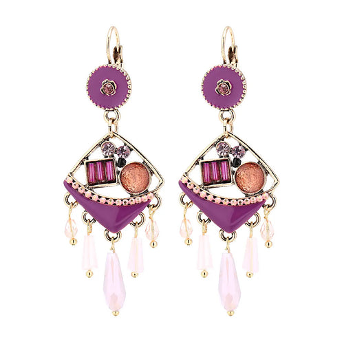 Fancy Rhinestone Violet Earrings