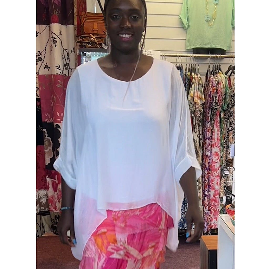 Plain White Floaty Silk & Viscose (aka Ghost) Top