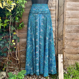 Turquoise, Green & Cobalt Silk Feel Paisley Printed Culottes