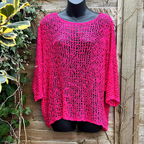 Breezy Fuchsia Bohemian Popcorn Cover Up