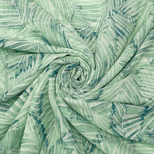 Palm Tree Leaf Print Tassel Scarf (swirl)