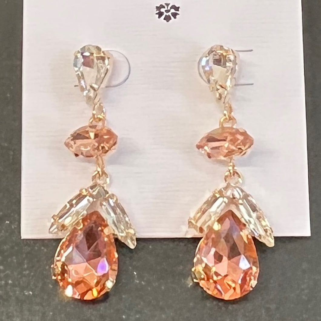 Hint of Amber Multicoloured Crystal Drop Earrings