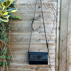 Small Black 'Eleonora' Italian Leather Shoulder Bag(hanging)