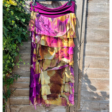 Load image into Gallery viewer, Silk &amp; Viscose Printed Layered aka &#39;Rara&#39; Skirt (plum)
