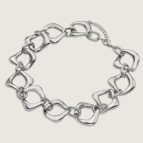 Silver Abstract Chain Short Necklace