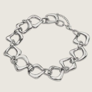 Silver Abstract Chain Short Necklace