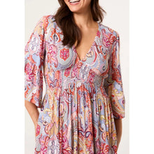 Load image into Gallery viewer, Floral Paisley Shirred V-Neck Maxi (close up)
