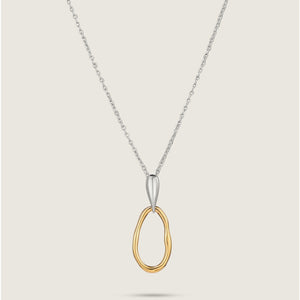 Oval Gold & White Gold Plated Stainless Steel Pendant