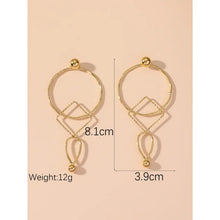 Load image into Gallery viewer, Gold Geometric Stainless Steel Stud Earrings (measurements)
