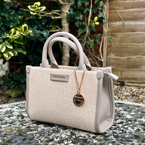 Simply Taupe 'Natalie' Straw Effect Grab Bag (side)