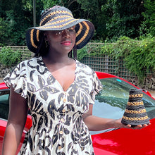 Load image into Gallery viewer, Ladies Roll Up Crochet Visor with Wide Brim (on model)
