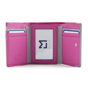 Pink Leather Cat & Mouse Tri Fold Purse (open)