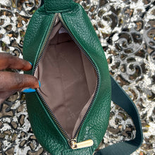 Load image into Gallery viewer, Dark Green Pochette Zip Top Crossbody Bag (open)
