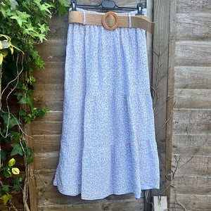 Stone Coloured Animal Belted Maxi Skirt
