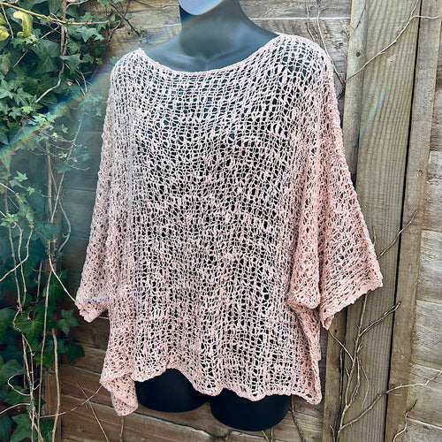 Breezy Pale Pink Bohemian Popcorn Cover Up