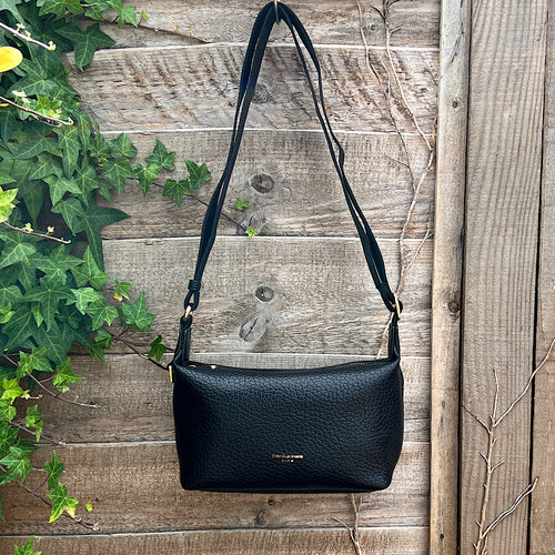 Black Pochette Zip Top Crossbody Bag