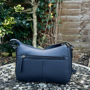 Soft Navy Italian Leather 'Martina' Front Pocket Twist Lock Crossbody Bag (back)