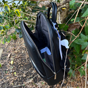 Black Fashion Backpack By David Jones (Side/Inside)