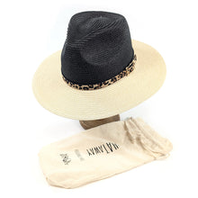 Load image into Gallery viewer, Black &amp; Natural Two Tone Panama Foldable Hat (front)
