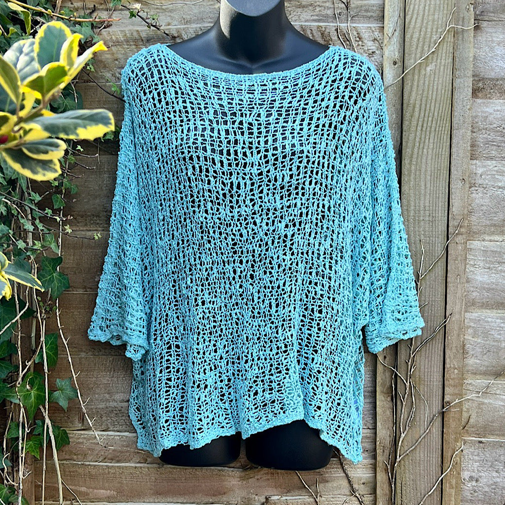 Breezy Teal Bohemian Popcorn Cover Up
