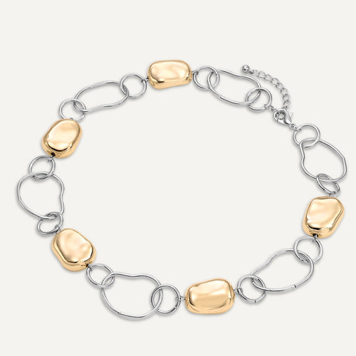 Silver with Gold Coffee Bean Style Necklace