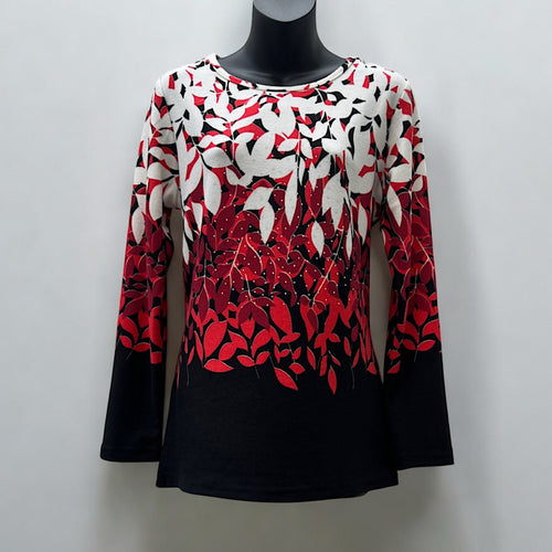 Crimson Cascade Leaf Ombre with Diamanté Stones Top