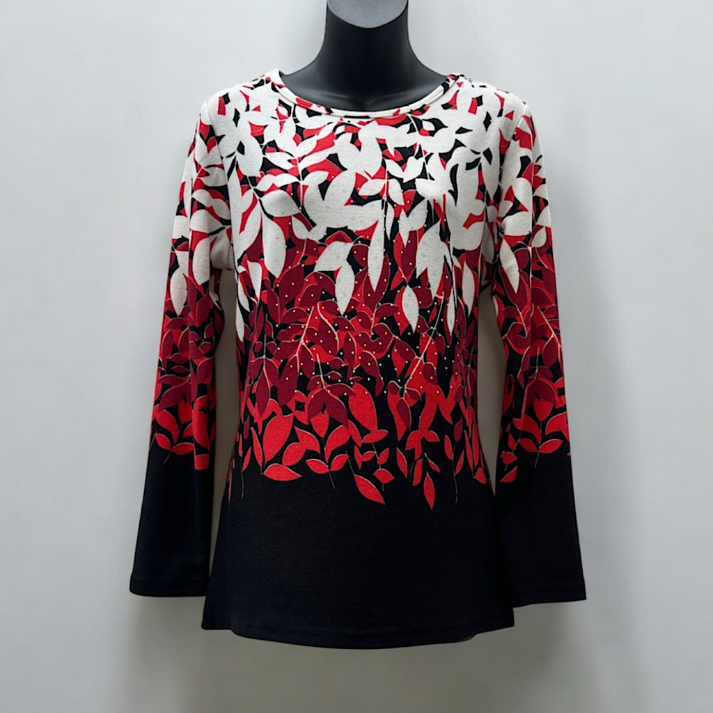 Crimson Cascade Leaf Ombre with Diamanté Stones Top