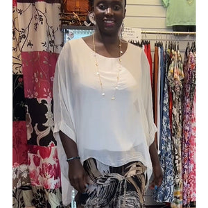 Plain Light Beige Floaty Silk & Viscose (aka Ghost) Top