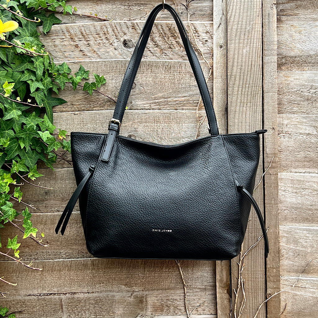 Black Casual Everyday Shoulder Bag with Asymmetrical Front Pockets