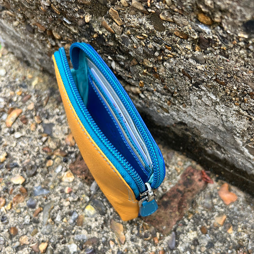 Glacier Leather Coin Purse with 3 Card Slots Inside (open)