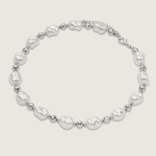 Silver Tone & Faux Pearl Short Necklace