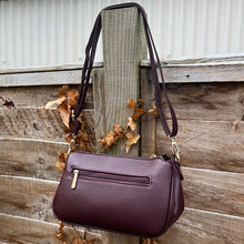 Load image into Gallery viewer, Dark Bordeaux &quot;Selma&quot; Triple Section Crossbody Bag By David Jones
