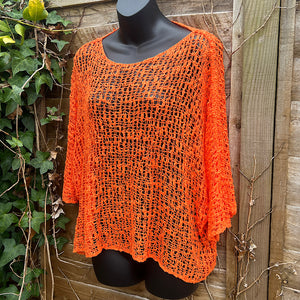 Breezy Orange Bohemian Popcorn Cover Up