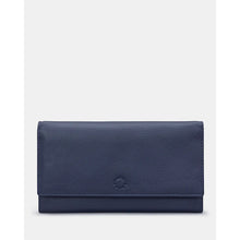 Load image into Gallery viewer, Navy Flap Over Leather Purse By Yoshi (front)

