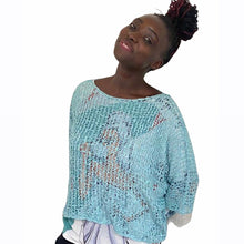 Load image into Gallery viewer, Breezy Teal Bohemian Popcorn Cover Up (on model)
