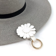 Load image into Gallery viewer, White Flower Magnet Holder (on hat)
