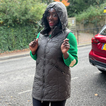 Load image into Gallery viewer, Khaki Ultra Lightweight Long Gilet with Hidden Hood (hooded)
