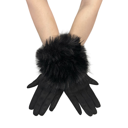 Midnight Luxe Faux Fur Cuff Gloves