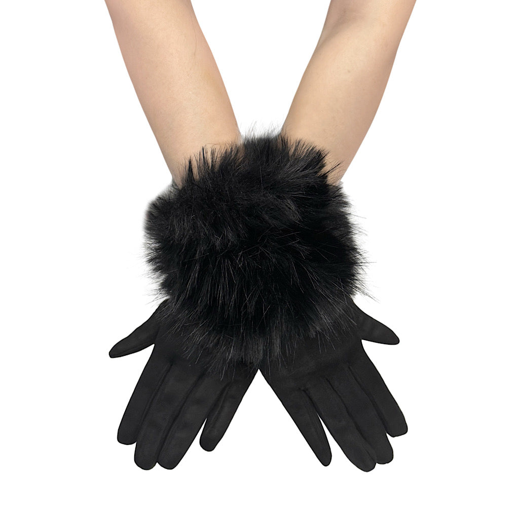 Midnight Luxe Faux Fur Cuff Gloves
