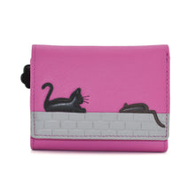 Load image into Gallery viewer, Pink Leather Cat &amp; Mouse Tri Fold Purse (front)
