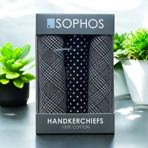 Black & White 100% Cotton Polka & Check Handkerchiefs