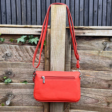 Load image into Gallery viewer, Terracotta Triple Section Crossbody Bag By David Jones (back)
