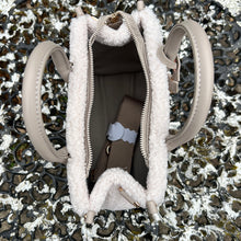 Load image into Gallery viewer, Beige Faux Fur Grab Bag (open)
