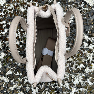 Beige Faux Fur Grab Bag (open)
