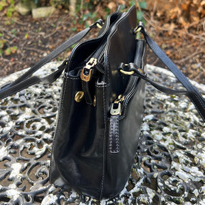 Black Classic 'Carlotta' Italian Leather Shoulder Bag (side)